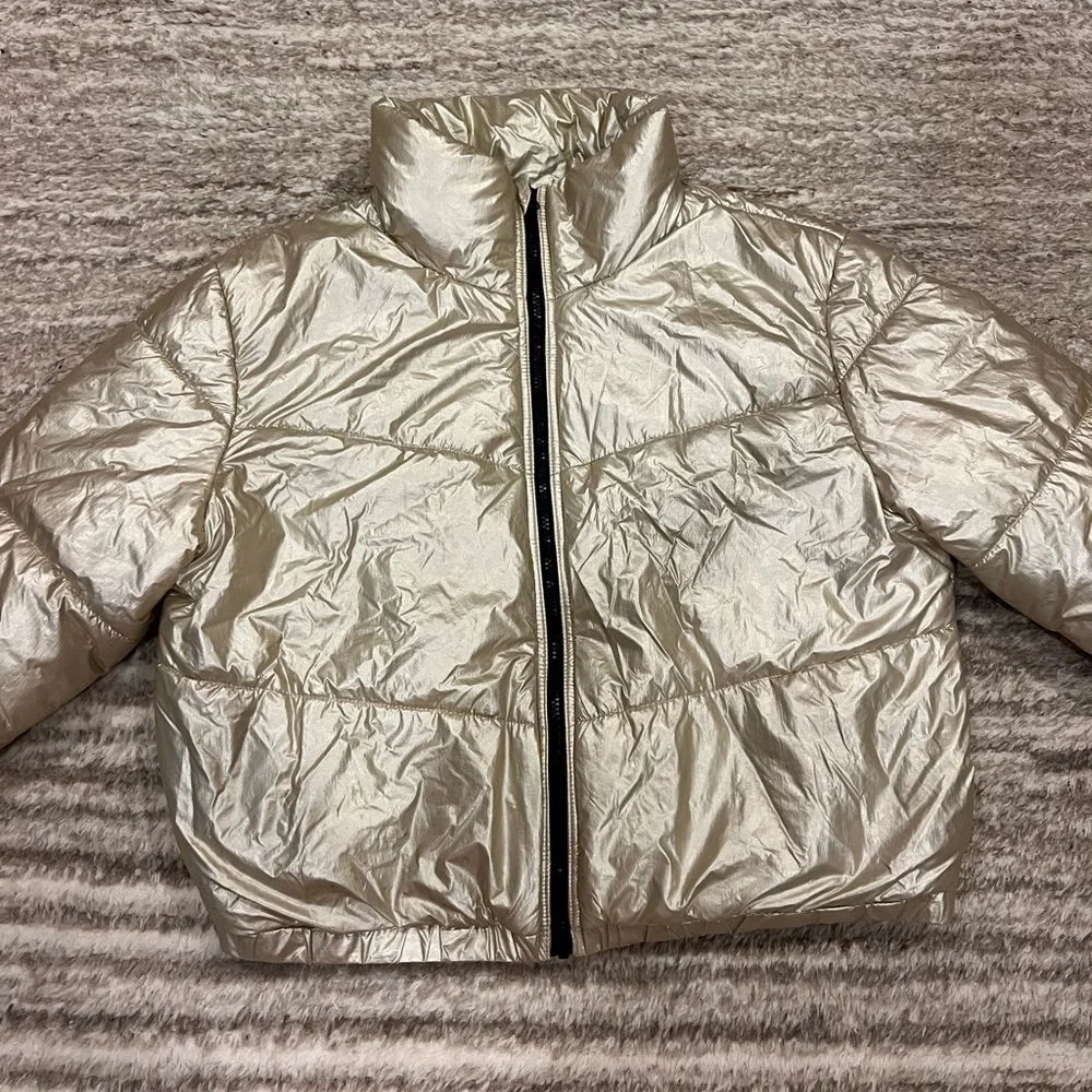 wild fable Metallic Cream Puffer Jacket